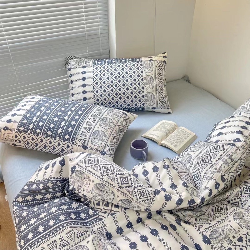 Set Bộ Vỏ Chăn Ga Gối Cotton Living - Hoạ Tiết Vintage _shinbedding