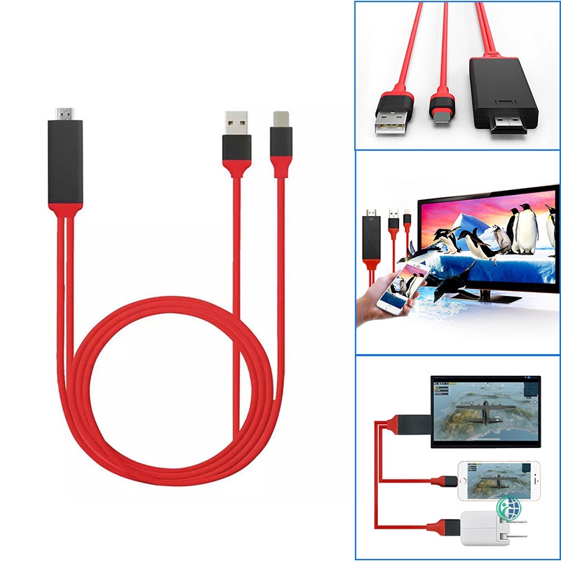 Dây cáp HDMI 1080P chức năng sạc và nối TV với điện thoại iphone IOS cổng USB