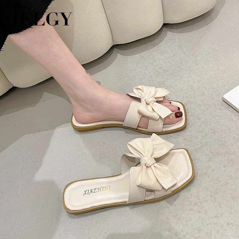 Dép sandal đế phẳng đính nơ IELGY thời trang dành cho nữ