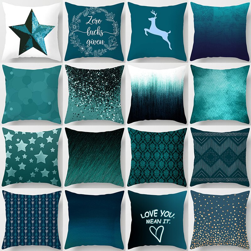 Nautical Shell Fish Pillowcase Nautical Blue La bàn Neo Pillowcase Trang trí nội thất Đệm Địa Trung Hải Bìa 45 * 45cm