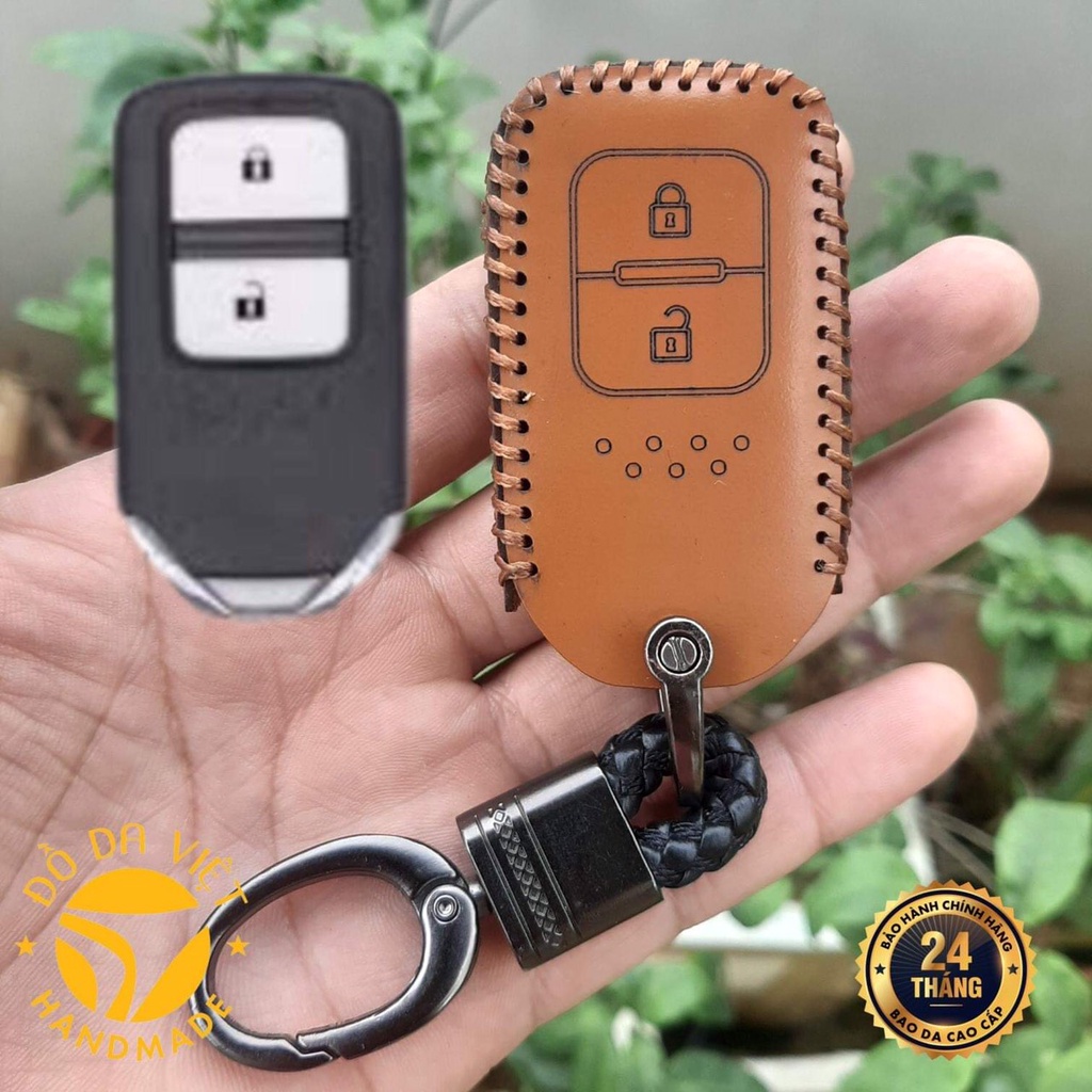 Bao da chìa khoá xe CRV, HRV, JAZZ loại 2 nút, da thật 100%, bảo hành 2 năm
