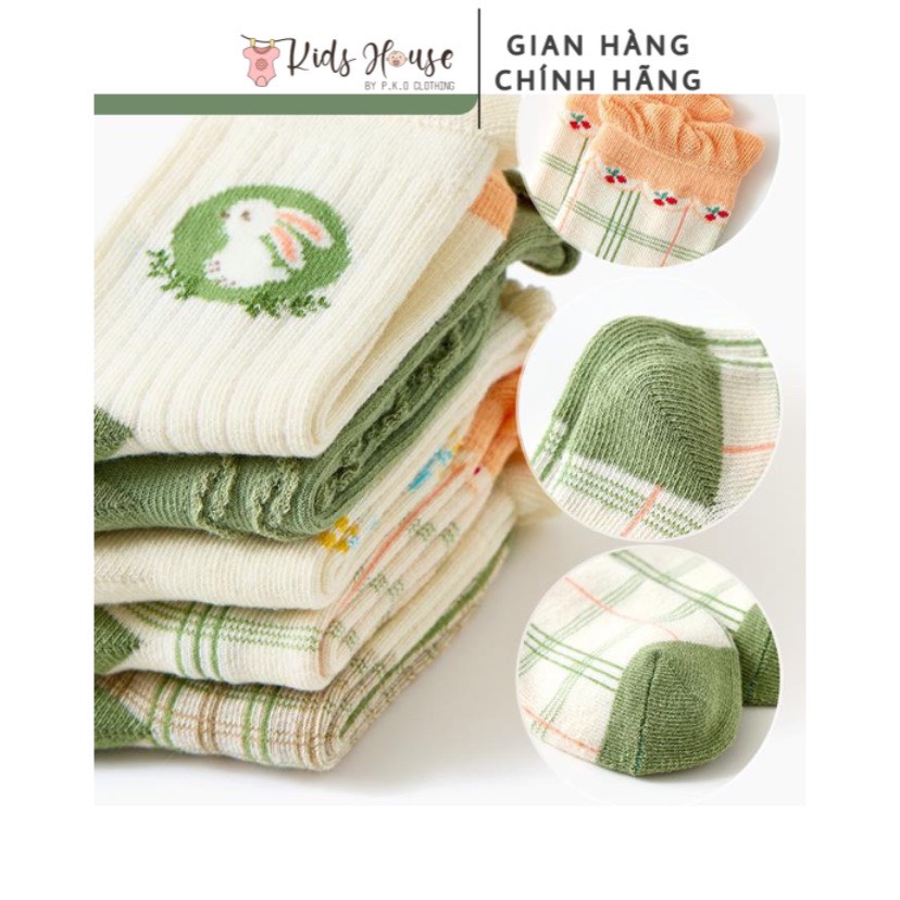 Bộ 5 đôi tất, vớ cotton Hàn dễ thương cho bé 0-8 tuổi