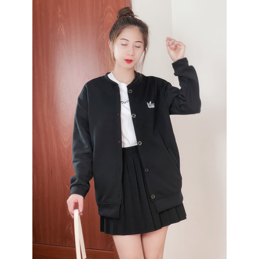 Áo khoác cardigan nữ thêu hình cún dễ thương phong cách Hàn Quốc - 4YOUNG FASHION