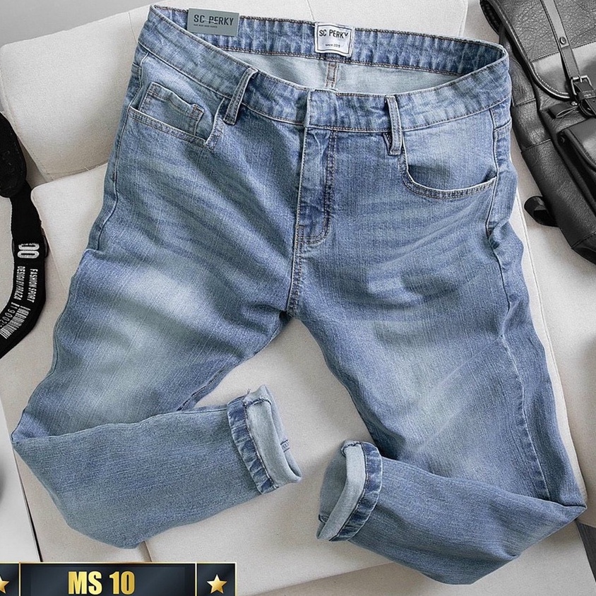 Quần jean nam co giãn 4 chiều, quần bò trơn dáng ôm chất vải cao cấp CAROLLSTORE MS10