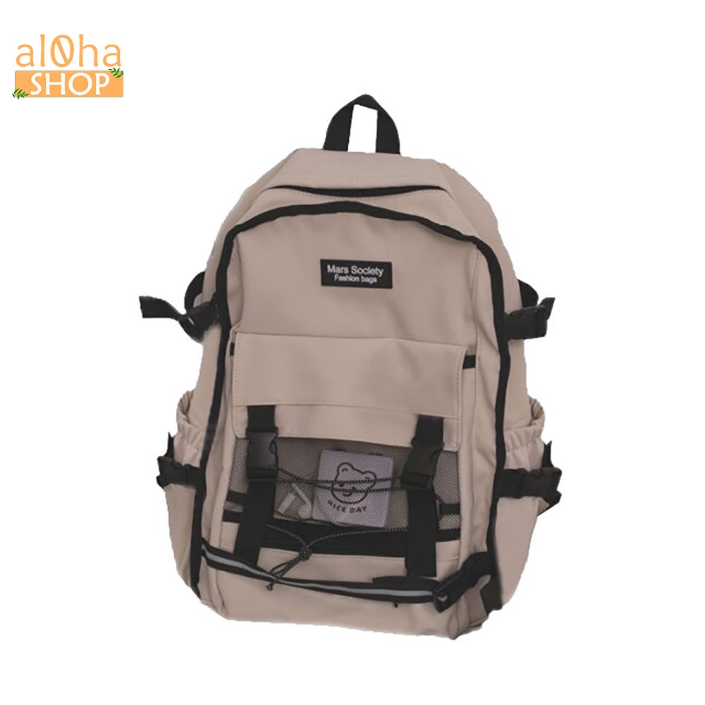 Balo - cặp sách Ulzzang nhiều ngăn B0171 Mars Society đi học, đi làm, du lịch, đựng laptop Unisex nam nữ - al0ha Shop