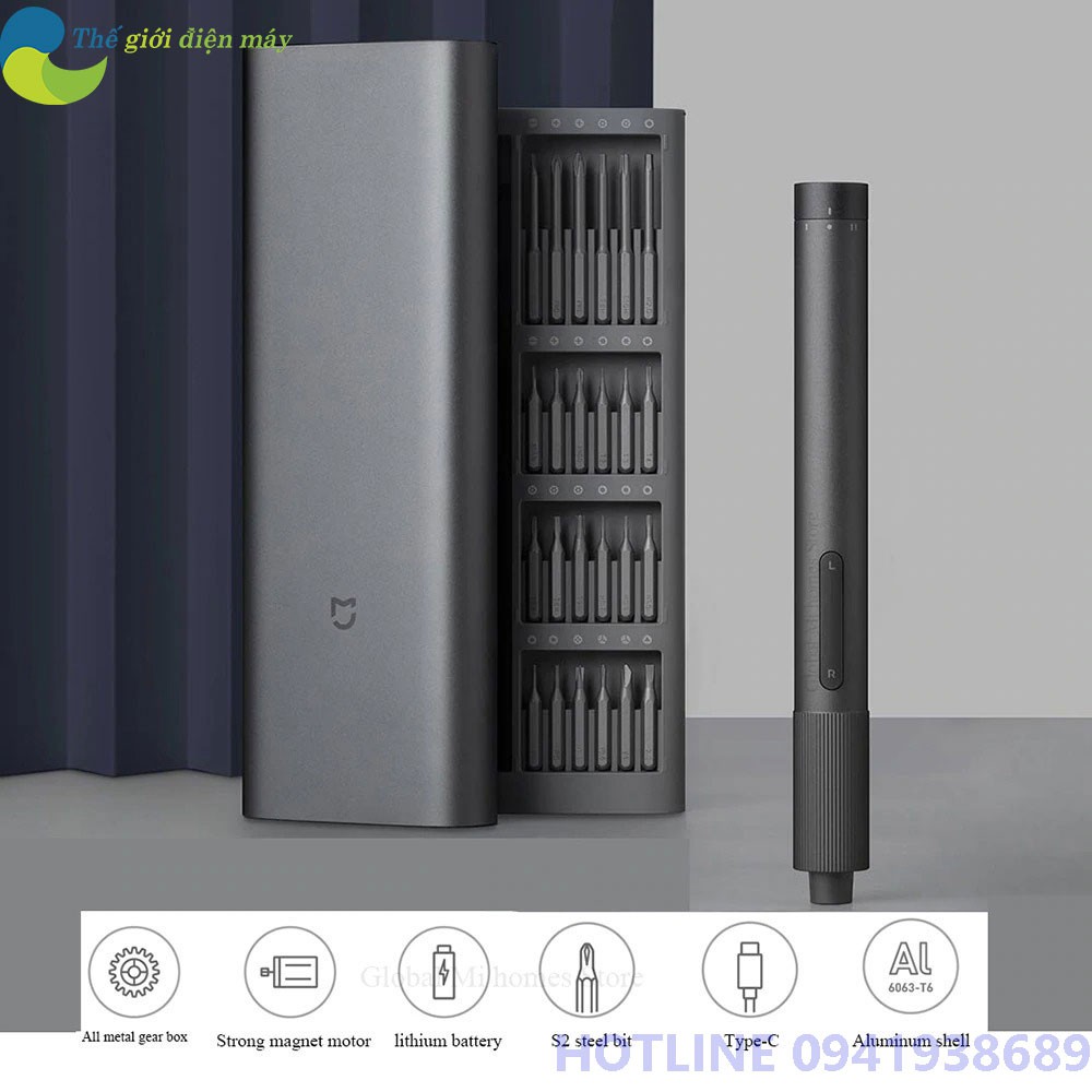 Bộ tua vít điện bỏ túi đa năng Xiaomi Mijia MJDDLSD003QW 24 trong 1, tích hợp cổng Type-C - Bảo hành 3 tháng