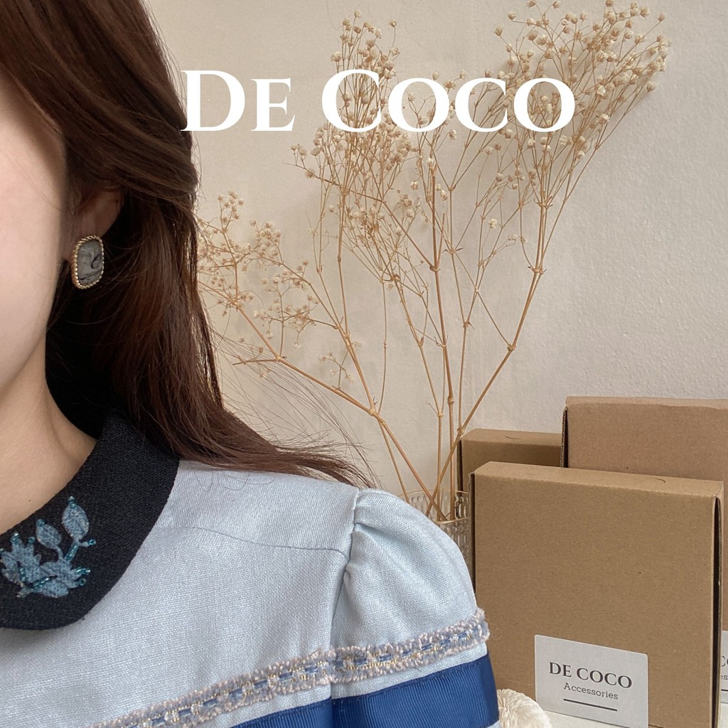 [Mã FASTGRET4 giảm 10% đơn 99K] Bông tai nữ vân đá đen Smoke decoco.accessories