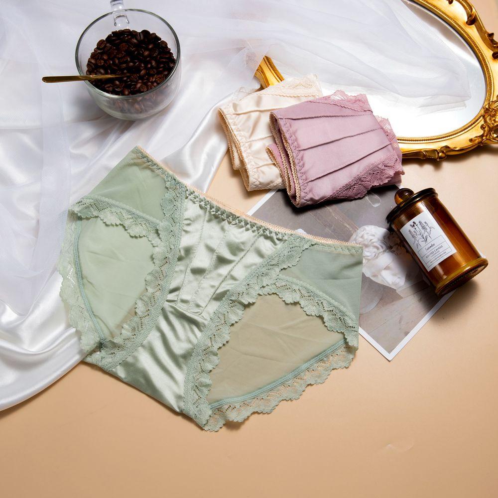 OCEANMAP Quần Lót Ren Hoa Lưng Vừa Thiết Kế Hợp Thời Trang Cho Nữ