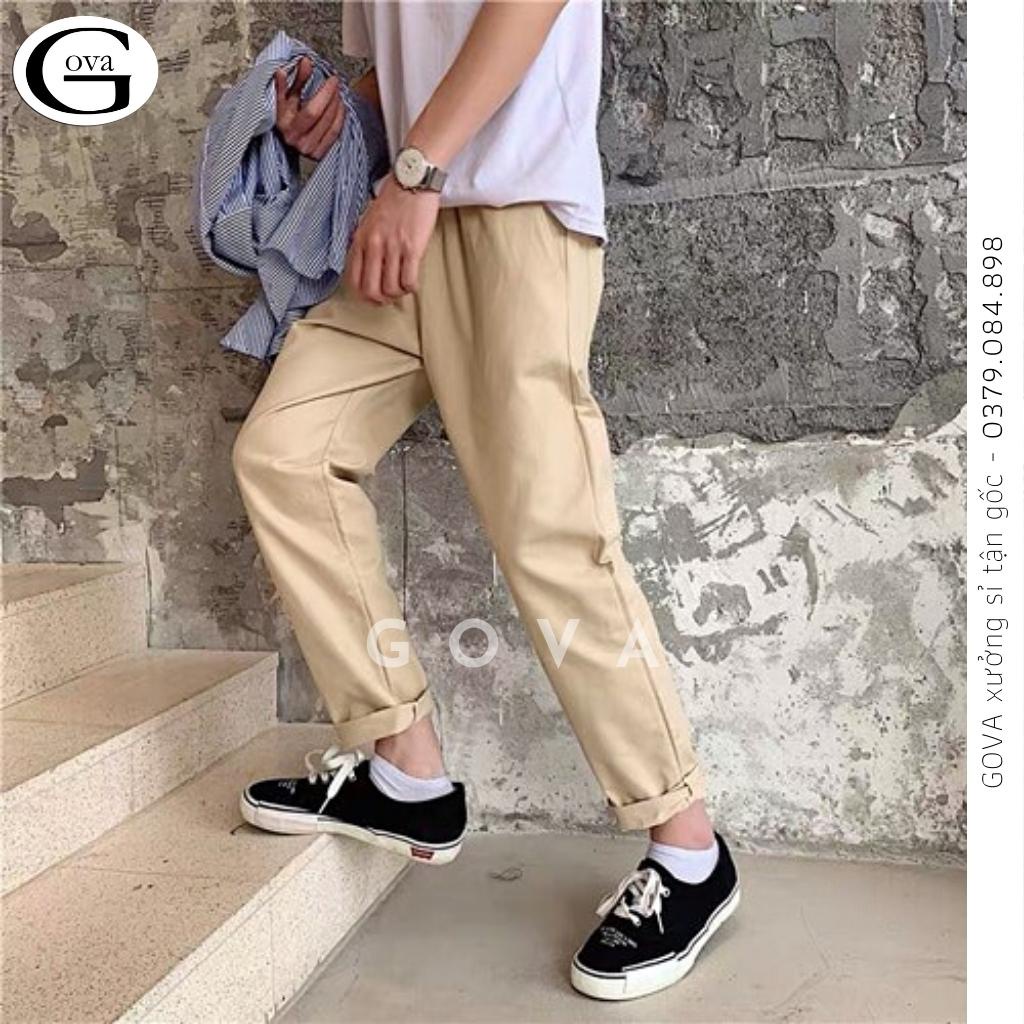 Quần KAKI TRƠN Nam Nữ Unisex Vải Loại 1 Co Giãn, Quần Bagge Kaki Ống Rộng Suông GOVA