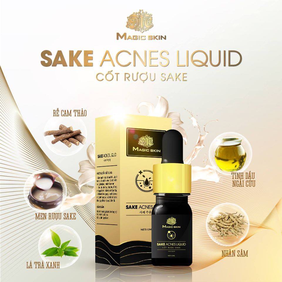 SERUM Mụn KHÔNG SƯNG cốt rượu sake Sake Acnes Liquid CHÍNH HÃNG Magic Skin