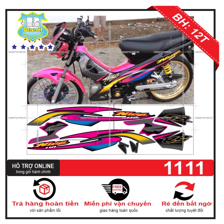 ( Quí khách vui lòng mang ra tiệm cho thợ dán ) Tem wave nice RS đen xám