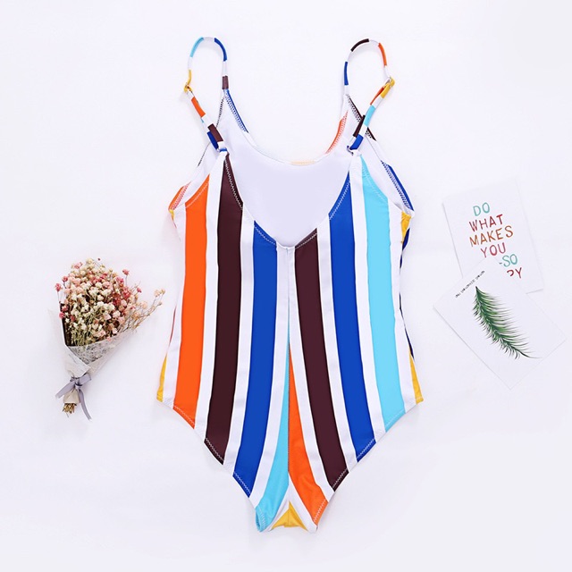 (Hà Nội có sẵn) Bikini đồ bơi liền thân sọc dọc màu sắc