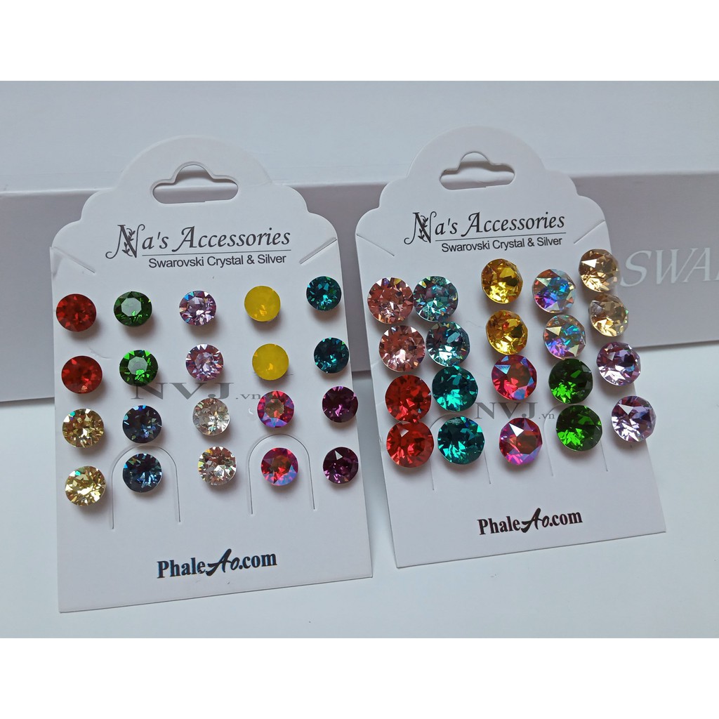 Bông tai nụ pha lê Swarovski Xirius chaton 1088 nhiều màu SS29 ~ 6mm PhaleAo
