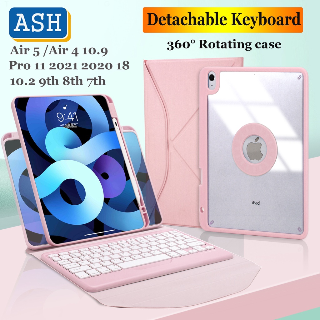 Bao Da Máy Tính Bảng Có Bàn Phím Bluetooth Không Dây Xoay 360 Độ Cho iPad Air 5 2022 Air 4 10.9 Pro 11 2021 3rd 2nd 1st 10.2 9th 8th 7th° Hộp Đựng Bút Bằng Da Xoay Được Tiện Dụng Giá Đỡ