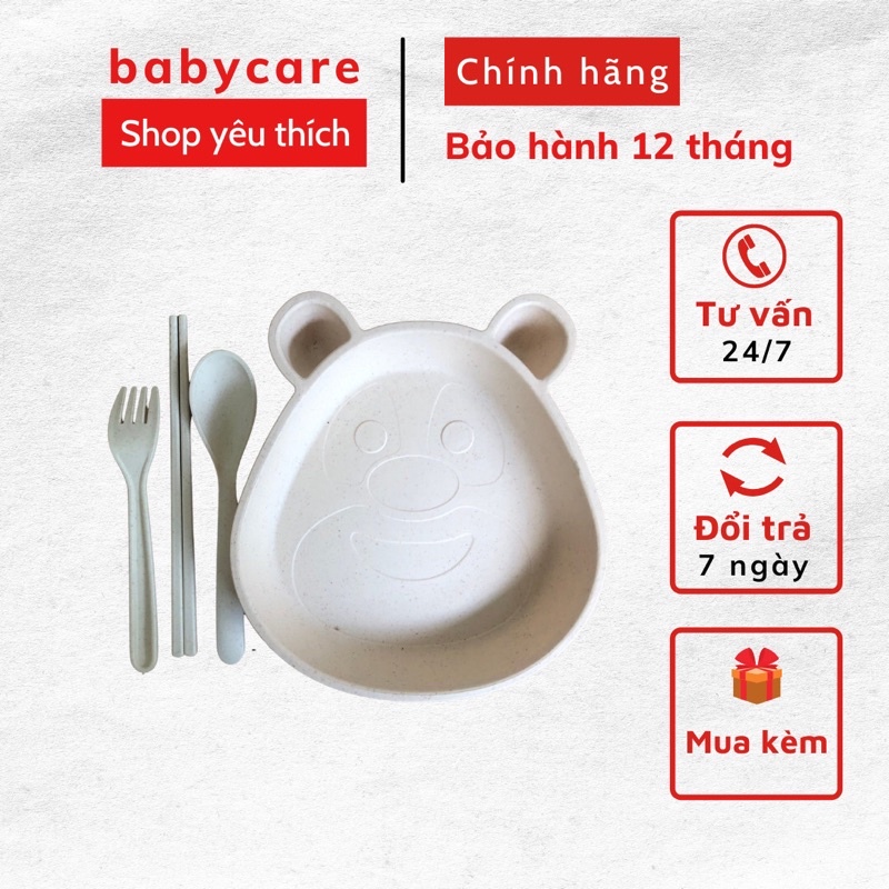 Đĩa ăn dặm lúa mạch cho bé trọn bộ thìa đũa và nĩa