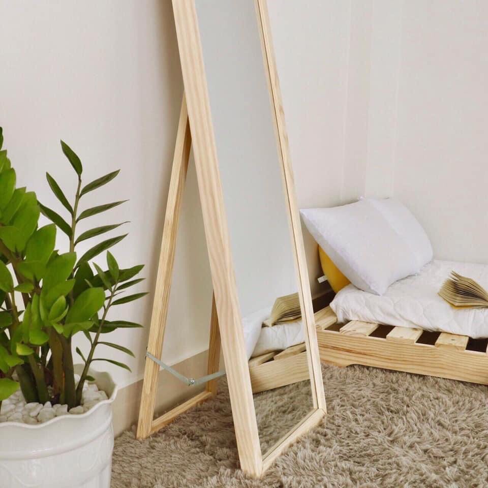 Freeship Nội Thành - Gương Soi Toàn Thân Viền Gỗ - Sindecor - Gương đứng Chữ A 170*50 cm - Nội Thất Kiểu Hàn Lắp Ráp