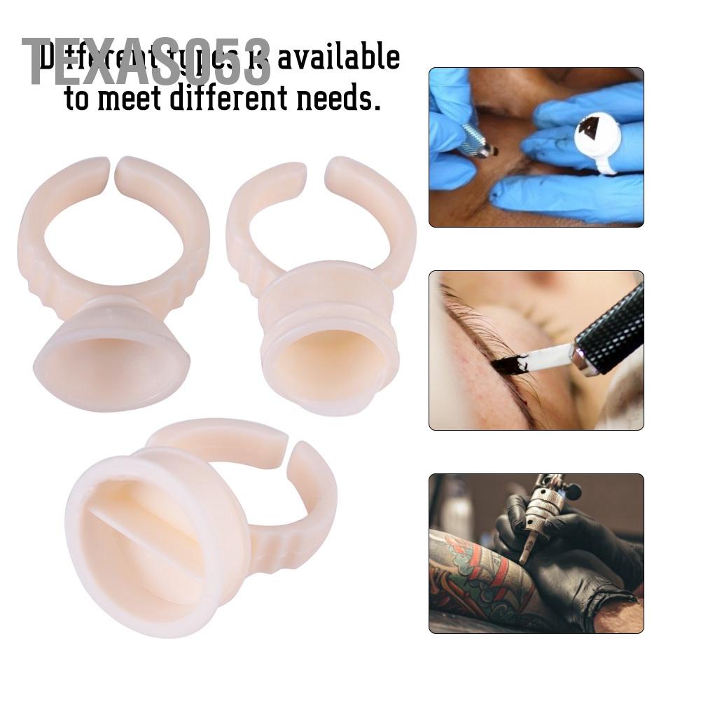 Hàng Sẵn 100 Nhẫn đựng mực trong xăm hình Cốc dạng nhẫn hỗ trợ xăm hình bằng silicon dùng đựng mực 3 loại【Texas053】