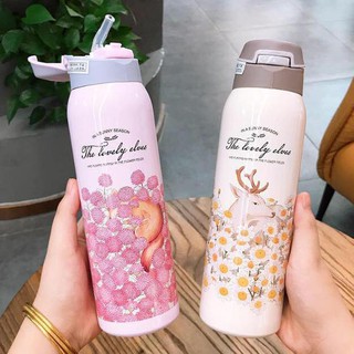 Bình giữ nhiệt in love có kèm ống hút 500ML - Bình giữ nhiệt bán chạy số 1
