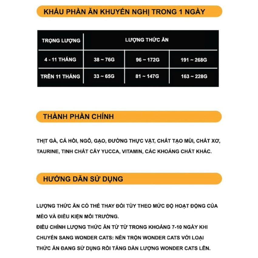 [400g] THỨC ĂN HẠT CHO MÈO WONDER CATS NHẬP KHẨU HÀN QUỐC - ( thức ăn khô,thức ăn hạt, cám mèo)