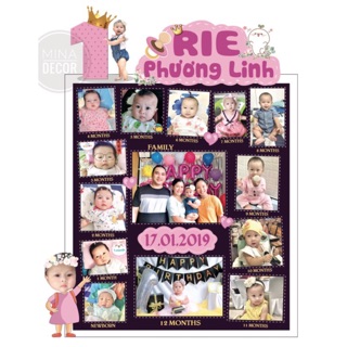 🔶 KHUNG ẢNH 12 THÁNG 🔶 ( Kết hợp bảng thành tích cho bé )