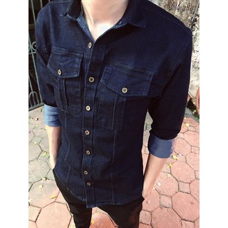 (Dũng Đồ Nam) Sơ Mi Vải Bò, Chất ĐẸp, Chống Nhăn - Bò Màu Xanh đen