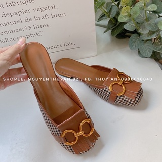 (Order) Sục nữ kẻ vuông đế 2cm⚡️ANDU STORE⚡️[Video +ảnh thật]