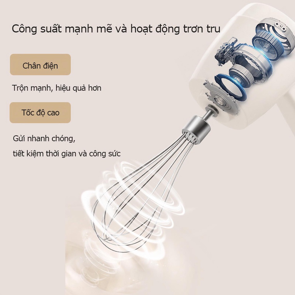 Máy xay tỏi ớt mini kiêm máy đánh trứng cầm tay 3 trong 1, máy xay thực phẩm 3 tốc độ, 2 đầu trộn bột, đánh kem, 250ml