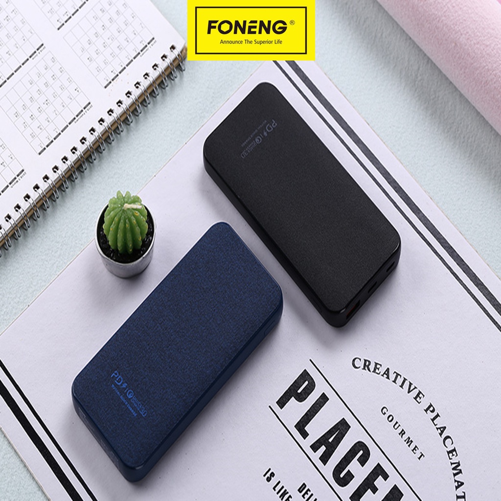 Pin dự phòng FONENG Q18 Sạc nhanh PD + QC 3.0 10000mAh 18W bọc vải Sang Trọng Cá Tính