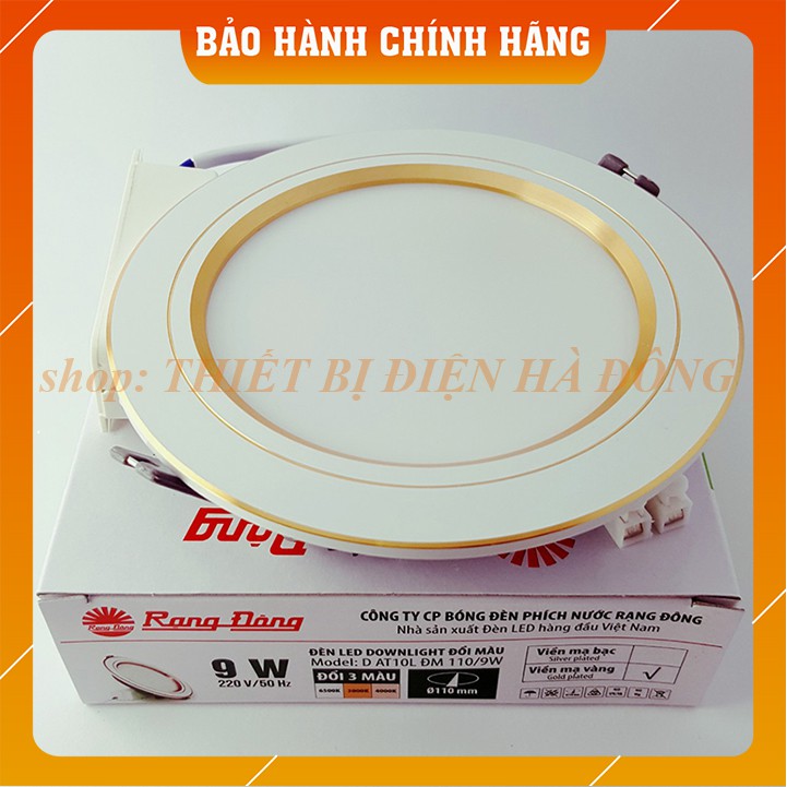 Đèn LED âm trần đổi 3 màu 9W Rạng Đông, khoét lỗ 110, vỏ nhôm đúc - (Viền bạc/ viền bạc)