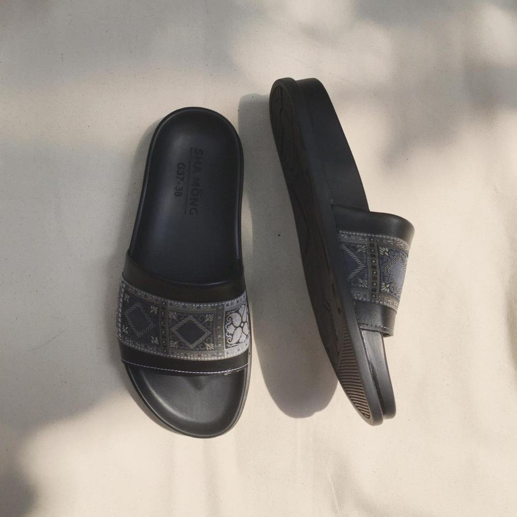 Dép thổ cẩm da thật by Shamong vintage made in Vietnam bảo hành 1 năm mã DTC .