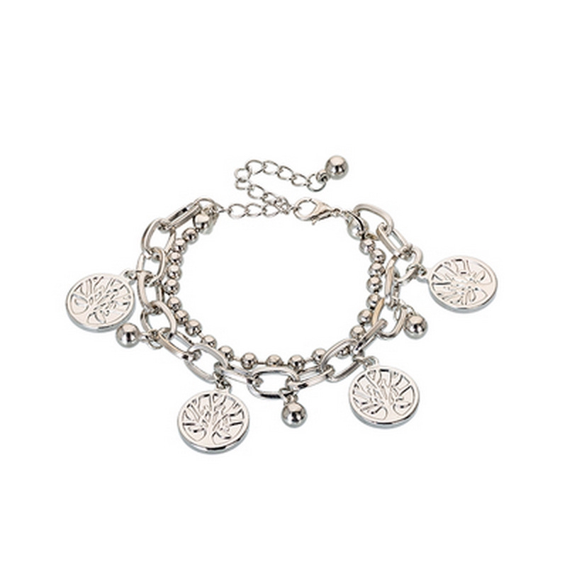 Vòng Tay Hai Sợi Bằng Thép Titan Mặt Hình Cây Và Thánh Giá Phong Cách Hip Hop | BigBuy360 - bigbuy360.vn