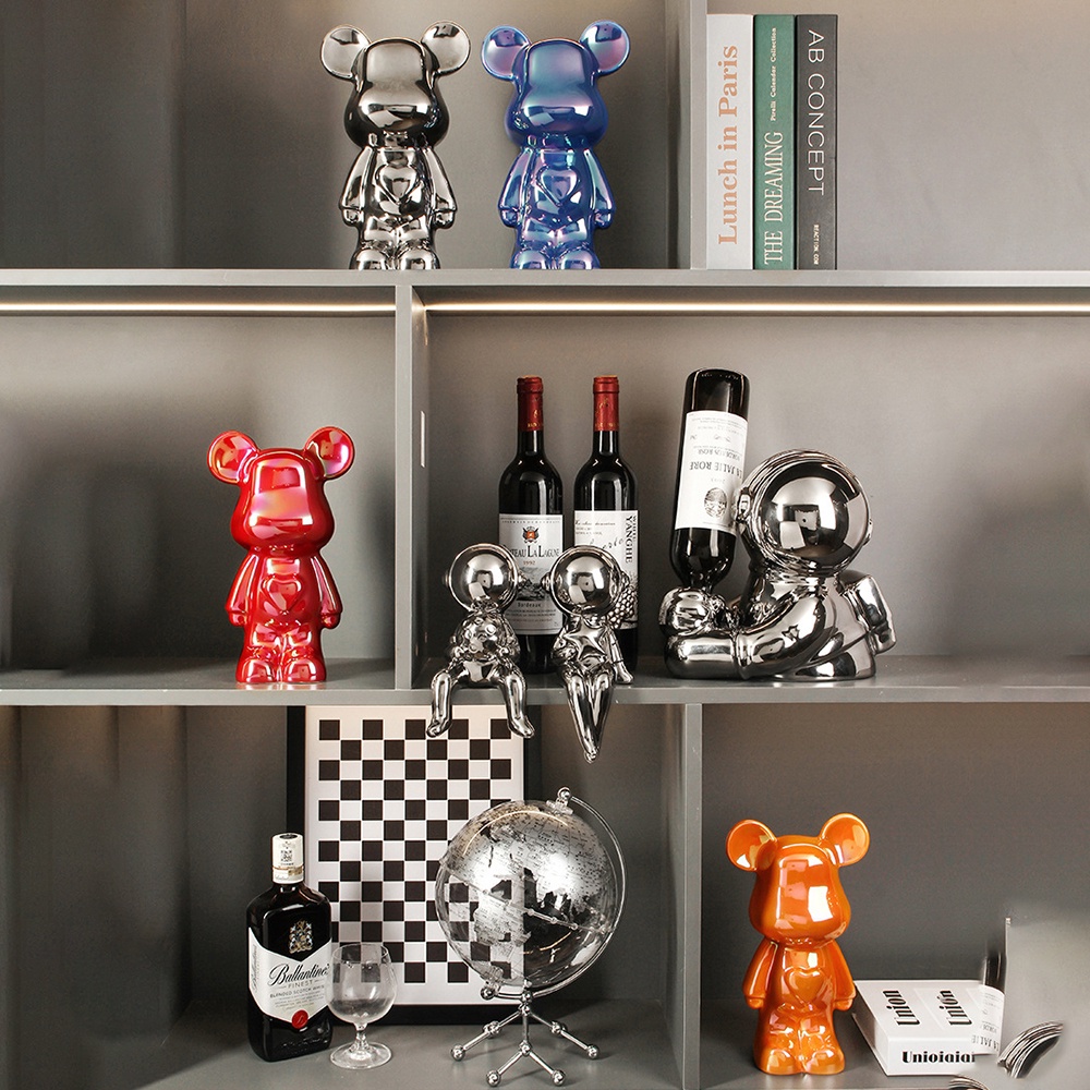 Gấu Bearbrick trang trí  phòng khách, kệ Tivi, tủ đựng đồ sang trọng - PB125