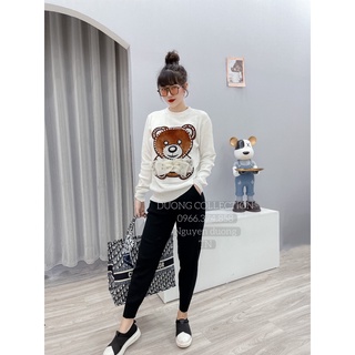 Bộ Nỉ Teddy Dài Tay kèm Quần Bo Gấu Phong Cách Thể Thao