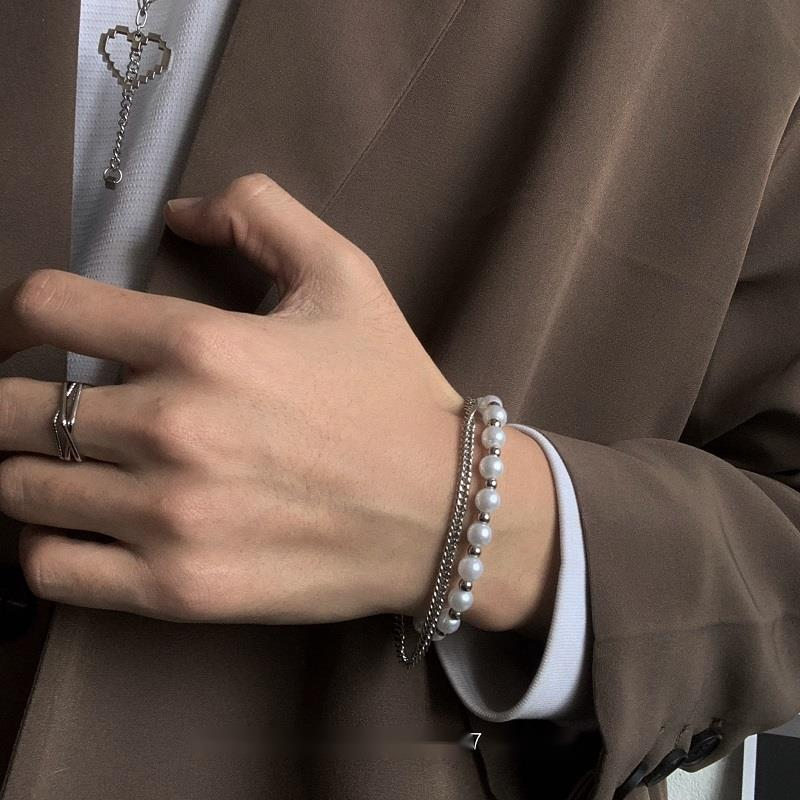 Vòng Tay Hai Lớp Bằng Thép Titan Phong Cách Hip Hop 19851 Dễ Phối Đồ