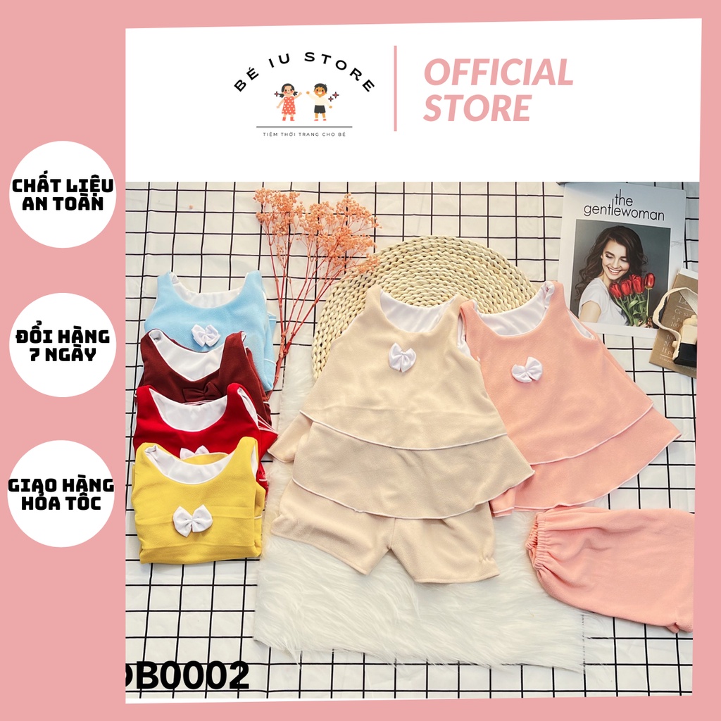 Bộ đồ bé gái sát nách thắt nơ, Quần áo bé gái từ 13-18kg xếp tầng cực xinh - Bé iu store