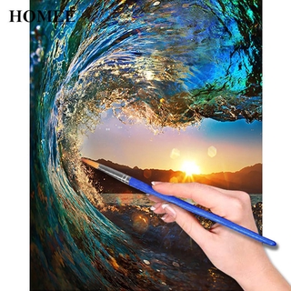 Bộ Tranh Sơn Dầu 40x50cm Tự Làm Họa Tiết Hoàng Hôn Trên Biển Sang Trọng Dùng Để Trang Trí Nhà Tiện Dụng + Phụ Kiện
