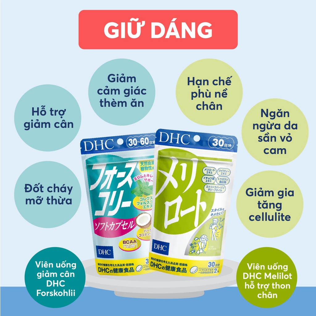 Viên uống giảm cân DHC Nhật Bản duy trì vóc dáng có dầu dừa làm đẹp da 30 ngày TMDHCFOR30