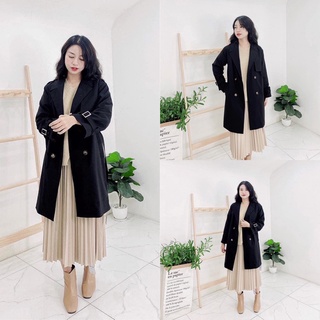 trench coat tay cài đen