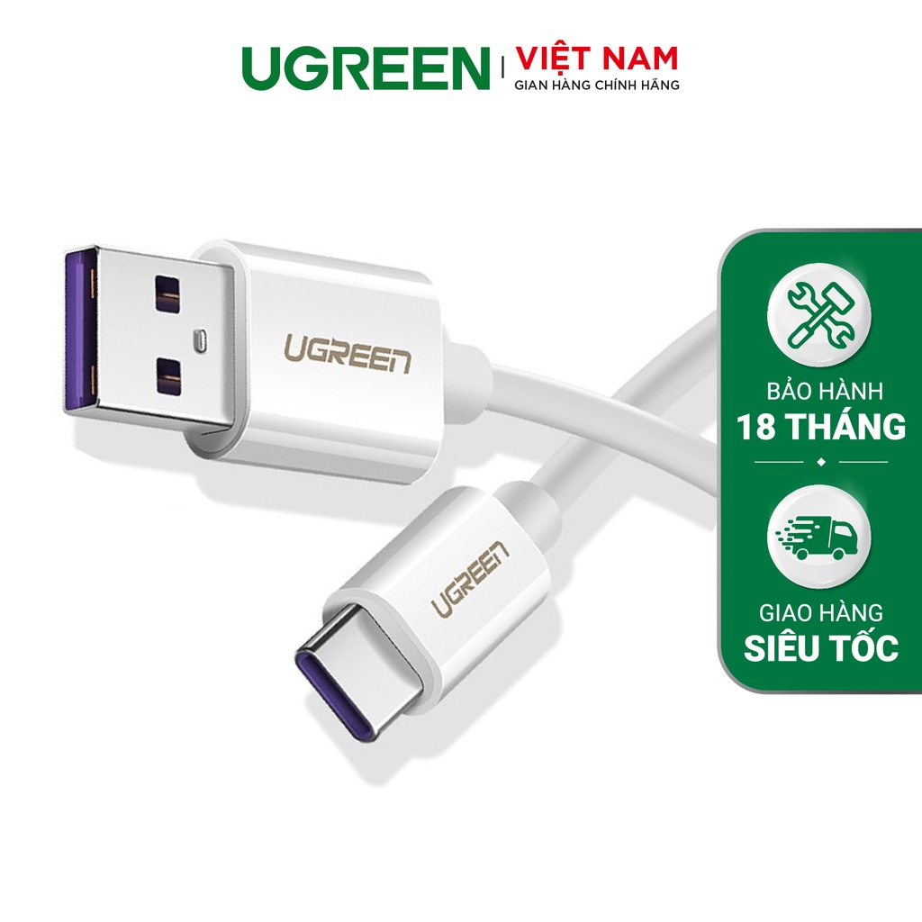 [Mã 99ELHA giảm 7% đơn 300K] Cáp sạc và truyền dữ liệu từ cổng USB 2.0 sang USB type C 5A dài 2m UGREEN US253