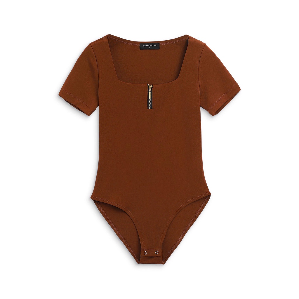 Bodysuit Nữ Tay Lửng With Zip , Chất Liệu Cotton Co Dãn Thoải Mái,WO000103,SOMEHOW | BigBuy360 - bigbuy360.vn