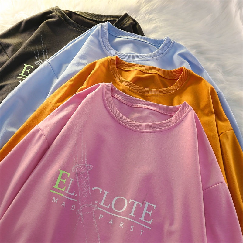 ZHELIHANGFEI Áo Thun Tay Dài Dáng Ôm In Chữ Thời Trang