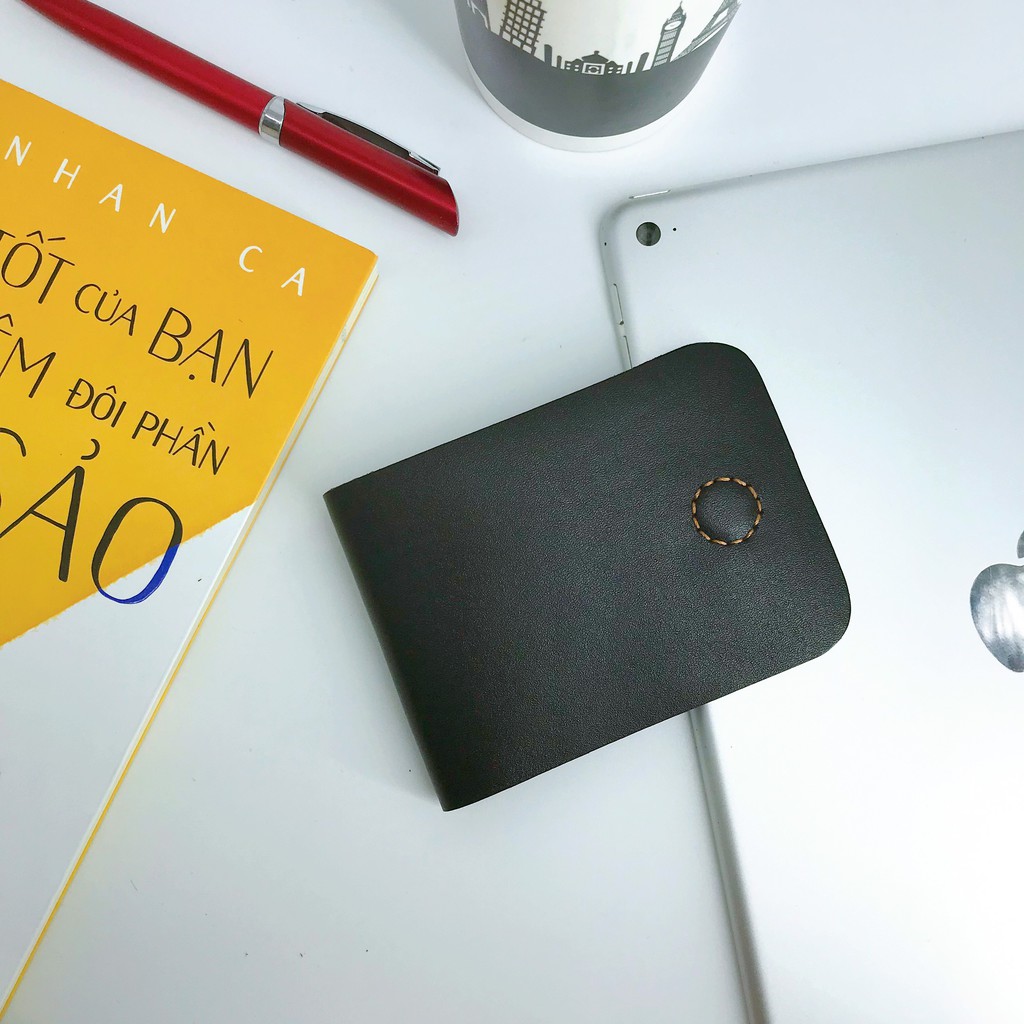 Ví bóp da bò mini handmade nhỏ gọn thời trang nam nữ Heki VS19 Sen