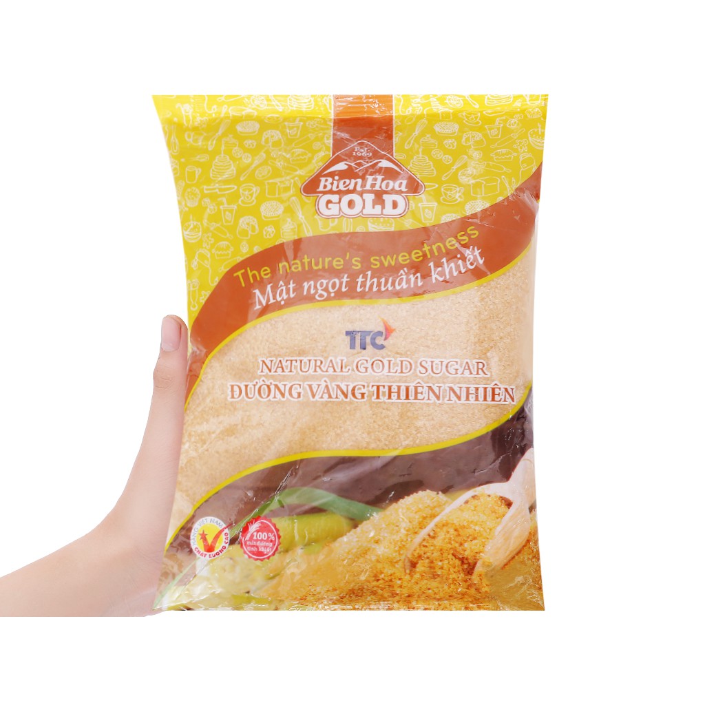 combo 10 kg Đường vàng thiên nhiên Biên Hòa Gold gói 1kg