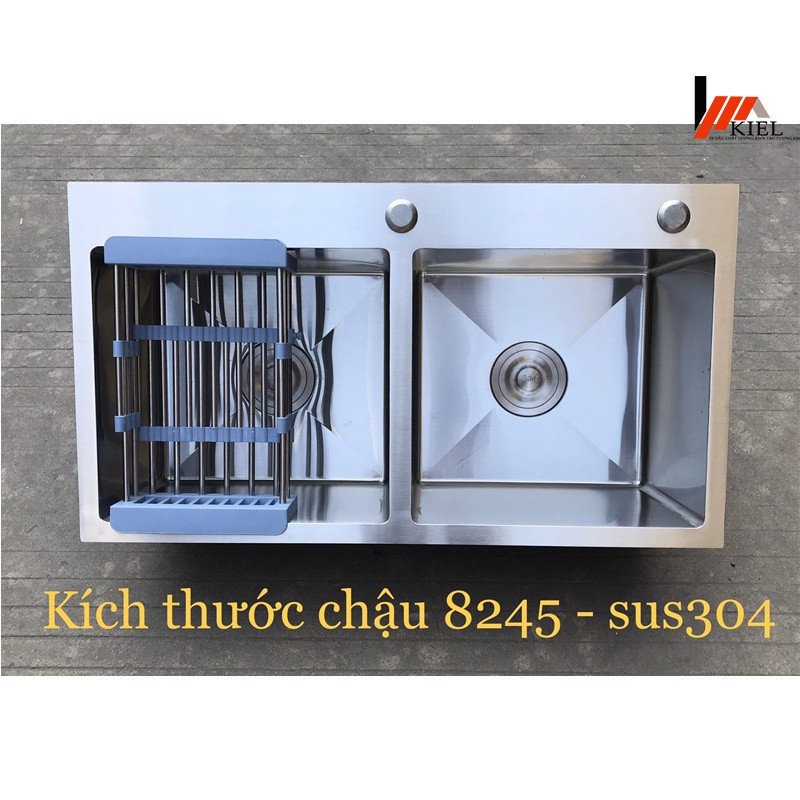 Bồn rửa bát chén inox 304 2 hố dày 3.5, Hàng chính hãng-Bảo hành 24 tháng(combo full pk)