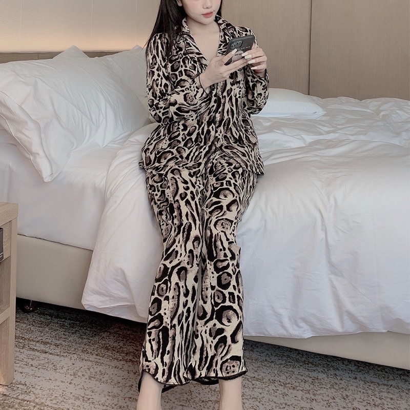 Đồ bộ pijama, bộ pijama dài tay mặc nhà lụa cao cấp hoạ tiết sang chảnh siêu mềm mát