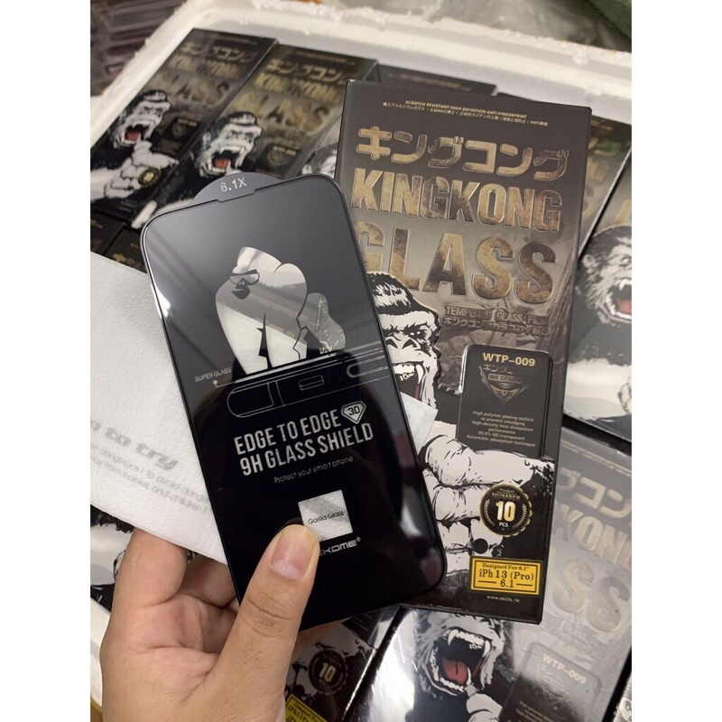 🌟CHÍNH HÃNG 🌟Kính Cường Lực Kingkong Hộp Giấy Full Màn iphone 6 6S 7 8 PLUS XR X XS 11 12 13 / MAX / MINI / PRO  WTP 009