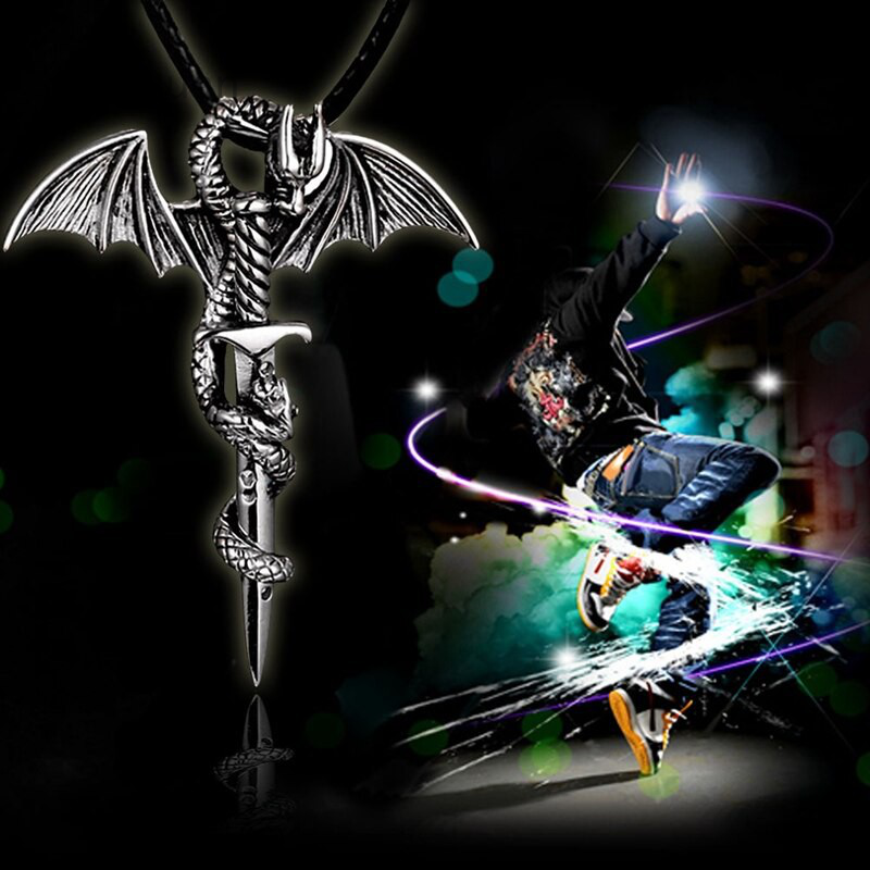 vòng cổ Mặt Hình Cánh Rồng Phong Cách Gothic Cho Nam