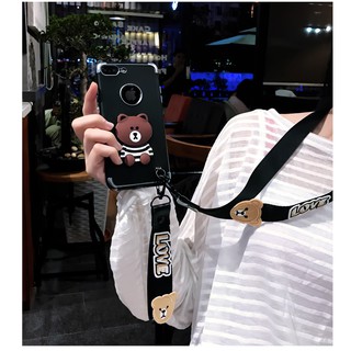 Ốp lưng iphone Gấu 3D (kèm 2 dây đeo dài & ngắn)