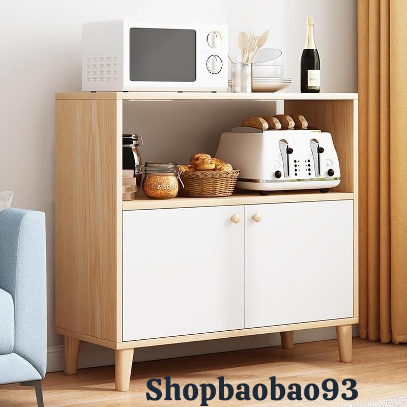 Tủ kệ nhà bếp để lò vi sóng đa năng có kệ hiện đại , kệ bếp có ngăn tủ chân gỗ HM01