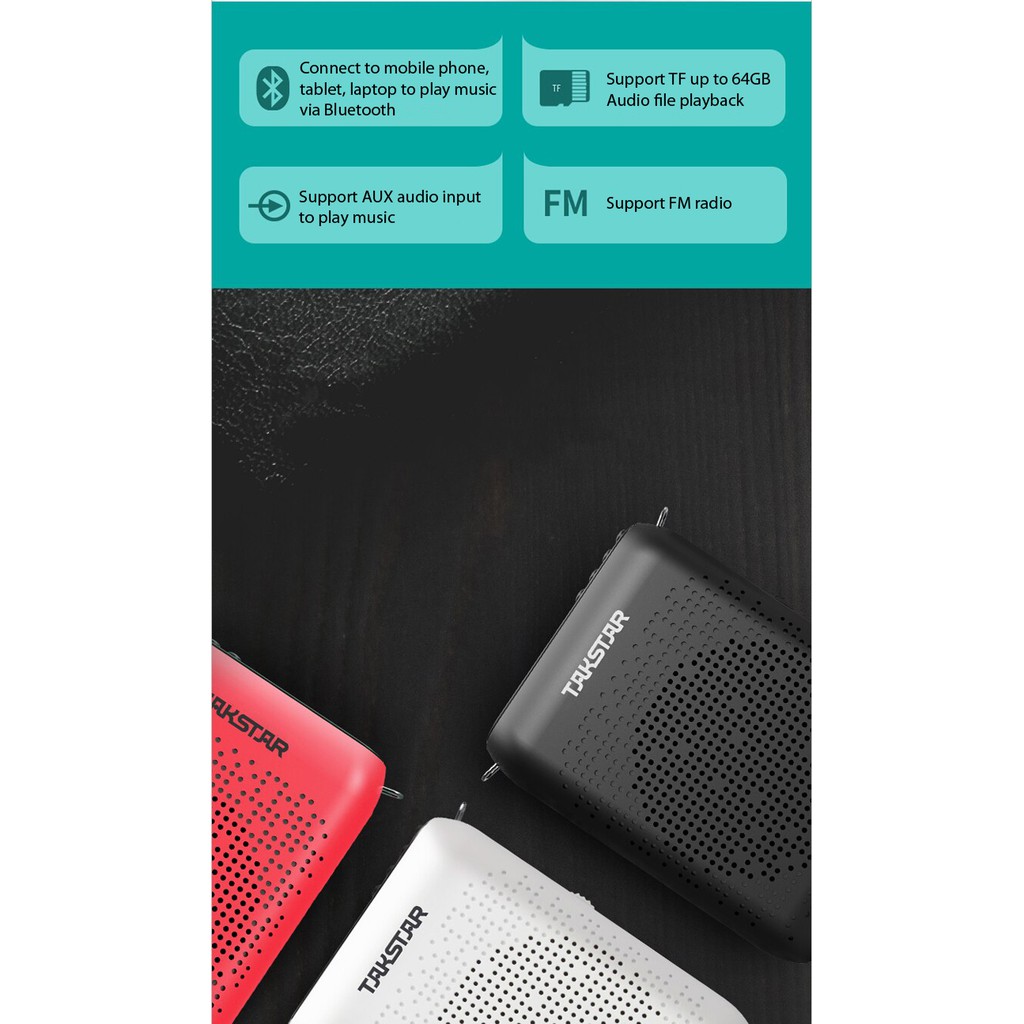 TAKSTAR E220 Máy Trợ Giảng Không dây Loa Microphone FM Công Suất Lớn Phù hợp Cho Hướng Dẫn viên Giáo Viên